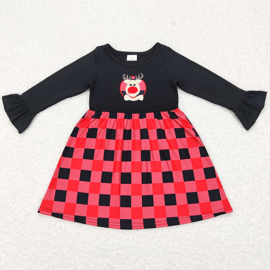 Christmas Baby Girls Dress Deer Embroidery Long Sleeve Dresses GLD0423