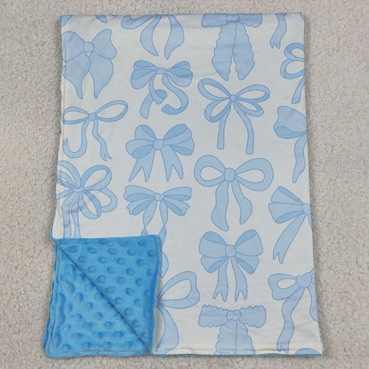 Baby Kids Blankets Light Blue Bows Plaid Blankets BL0224