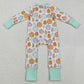 Halloween Baby Boys Rompers Green Pumpkins Fall Zipper Footie Rompers LR2565 9.1