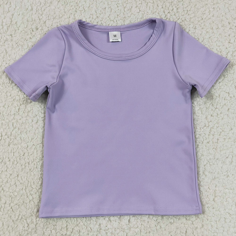 Baby Girls Clothes Lavender Short Sleeve Yoga Active T-shirts Top GT1628