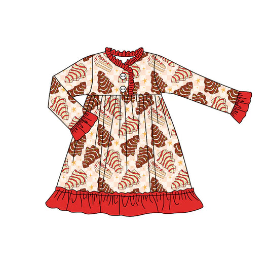 Preorder (moq 5)Baby Girls Christmas Tree Cakes Ruffle Knee Length Gowns Dresses 8.7