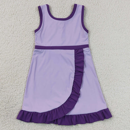 Baby Girls Dress Sleeveless Lavender Purple Yoga Active Short Knee Length Dress GSD4151