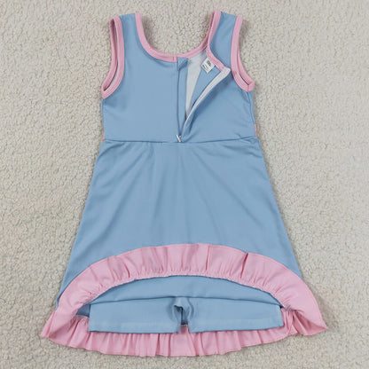 Baby Girls Dress Light Blue Pink Sleeveless Yoga Active Short Knee Length Dress GSD4144