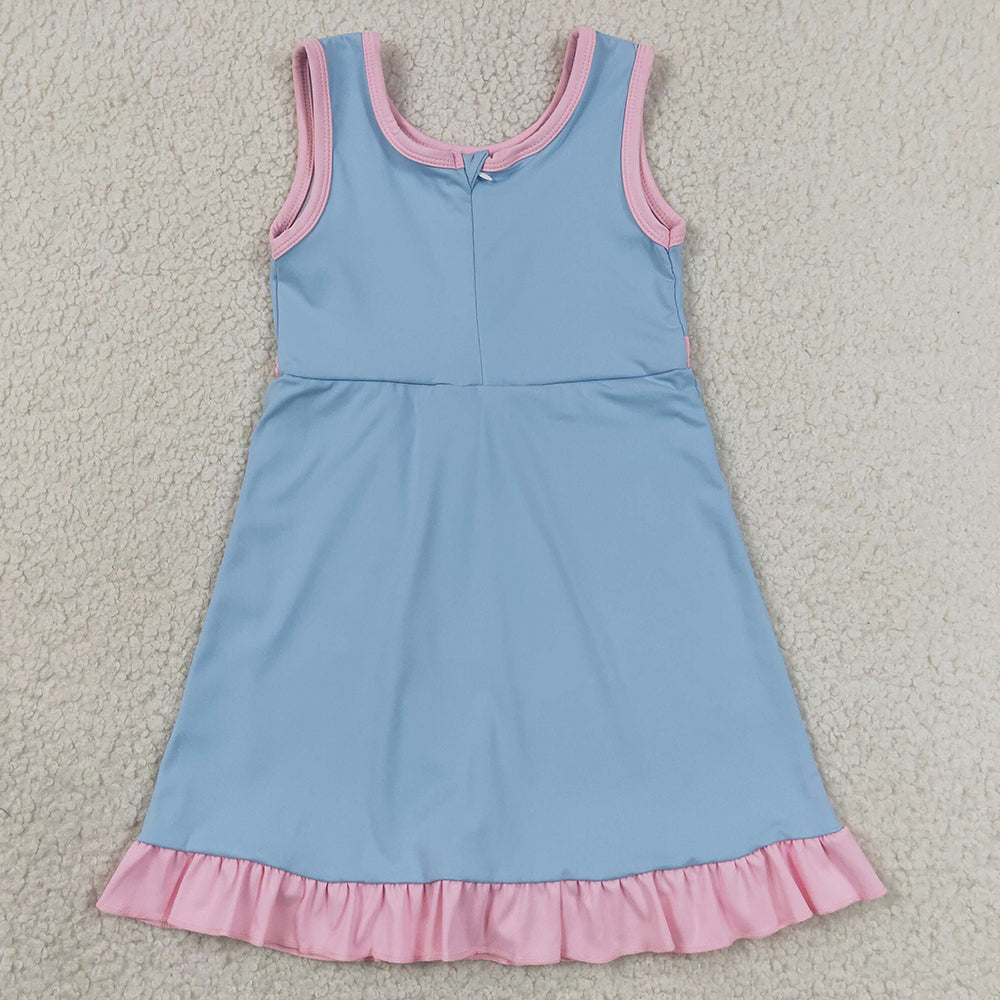 Baby Girls Dress Light Blue Pink Sleeveless Yoga Active Short Knee Length Dress GSD4144