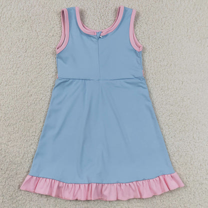 Baby Girls Dress Light Blue Pink Sleeveless Yoga Active Short Knee Length Dress GSD4144