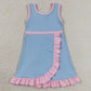 Baby Girls Dress Light Blue Pink Sleeveless Yoga Active Short Knee Length Dress GSD4144