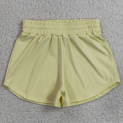 Baby Girls Clothes Light Yellow Short Sleeve Top Sport Short Yoga Active Clothes Sets GSSO3763
