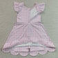 Baby Girls Dress Pink Checked Yoga Active Short Scallop Knee Length Dresses GSD3796