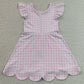 Baby Girls Dress Pink Checked Yoga Active Short Scallop Knee Length Dresses GSD3796