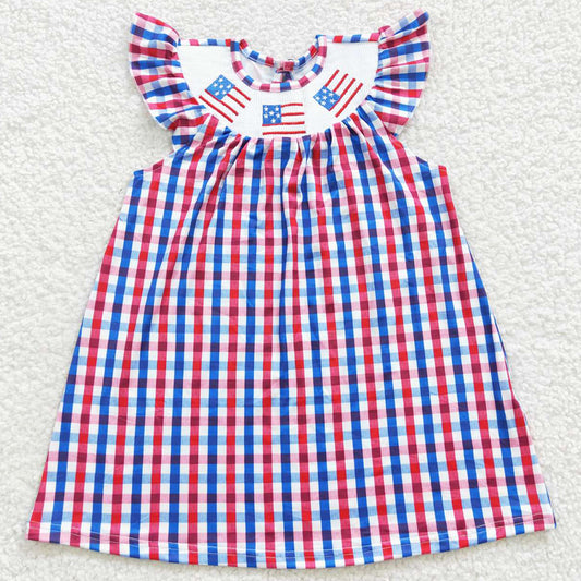 Baby Girls Dress 4th Of July Smocked Gingham Dresses GSD0387