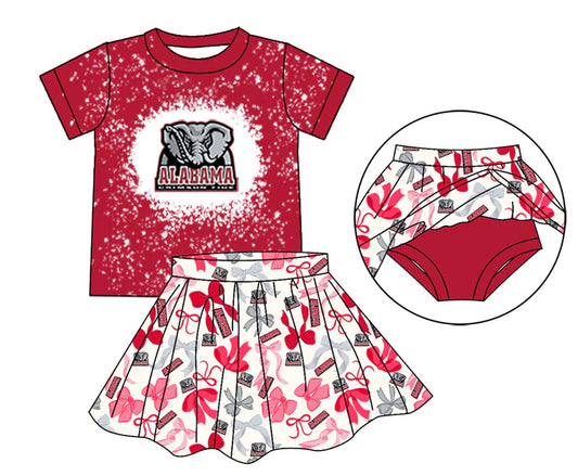 Preorder moq 5 elephant A bleached top bow skirt girls team outfits 8.23