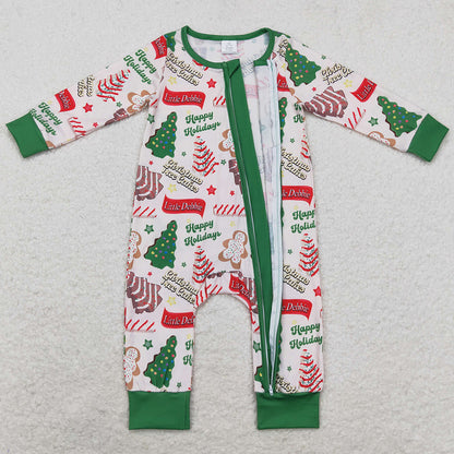 Baby Infant Boys Rompers Christmas Season Tree Zip Bamboo Sibling Rompers LR1056 LR1057