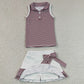Baby Girls Clothes Maroon Stripe Button Tops Ruffle Skirt Shorts Yoga Active Clothes Sets GSD3662