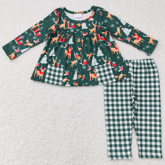 Baby Girls Clothes Christmas Deer Pocket Tunic Dots Tops Legging Pants Sets