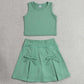Baby Girls Clothes Green Vest Top Bows Skirt Shorts Yoga Active Clothes Set GSD3760