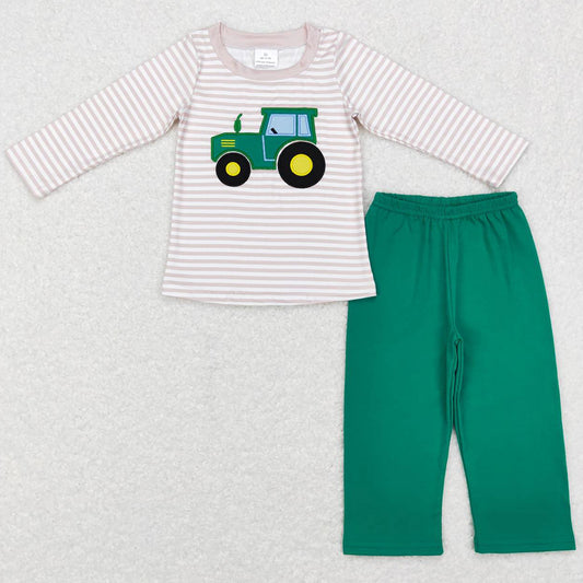 Baby Boys Clothes Green Tractor Shirt Pants Sets BLP0401