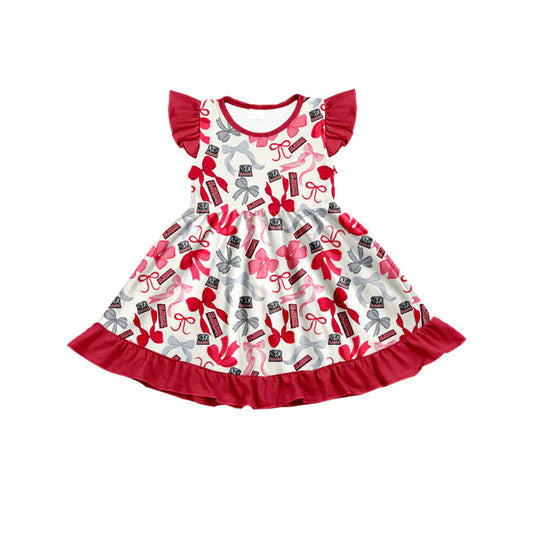 Preorder (moq 5) flutter sleeves elephant A bows girls team dress 8.22