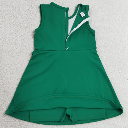 Baby Girls Dress Green Sleeveless Yoga Active Shorts Knee Length Dresses GSD3742