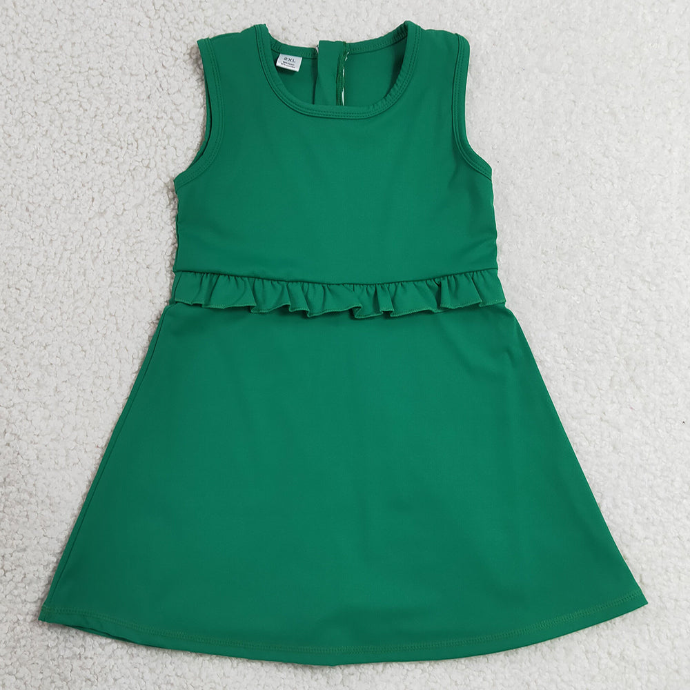 Baby Girls Dress Green Sleeveless Yoga Active Shorts Knee Length Dresses GSD3742