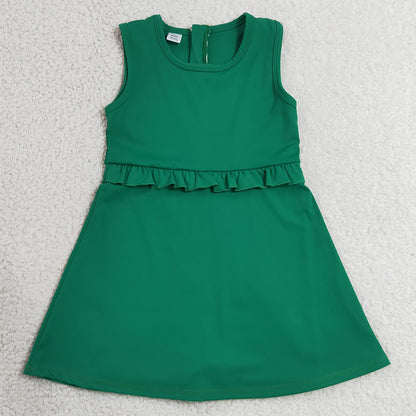 Baby Girls Dress Green Sleeveless Yoga Active Shorts Knee Length Dresses GSD3742