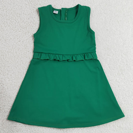 Baby Girls Dress Green Sleeveless Yoga Active Shorts Knee Length Dresses GSD3742