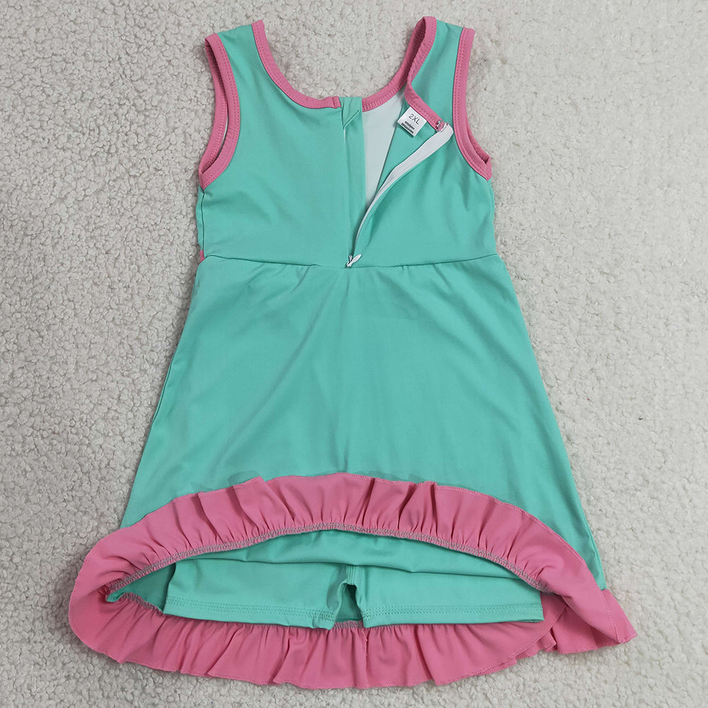 Baby Girls Dress Pink Aqua Sleeveless Yoga Active Short Knee Length Dresses GSD4149