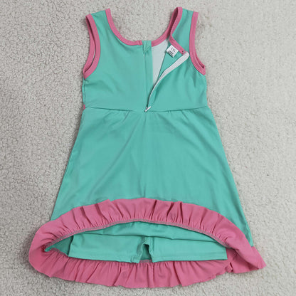 Baby Girls Dress Pink Aqua Sleeveless Yoga Active Short Knee Length Dresses GSD4149