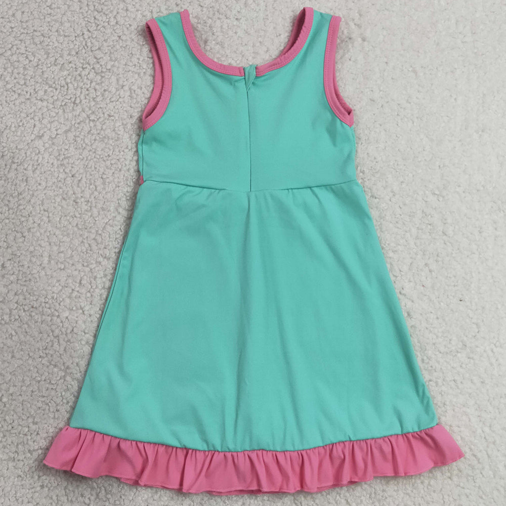 Baby Girls Dress Pink Aqua Sleeveless Yoga Active Short Knee Length Dresses GSD4149
