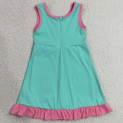 Baby Girls Dress Pink Aqua Sleeveless Yoga Active Short Knee Length Dresses GSD4149