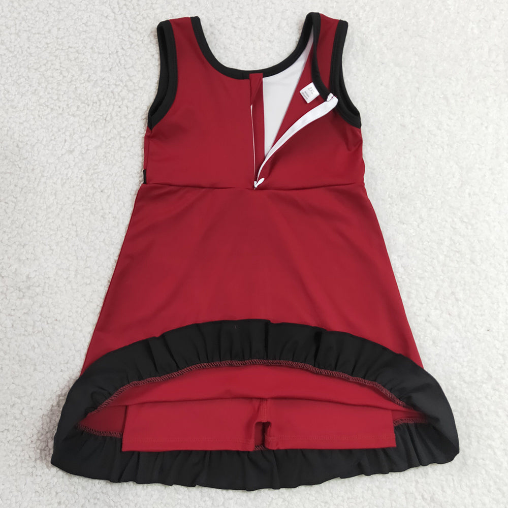 Baby Girls Dress Sleeveless Maroon Black Yoga Active Short Knee Length Dress GSD4135