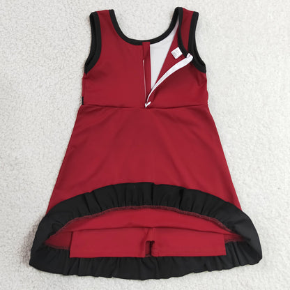 Baby Girls Dress Sleeveless Maroon Black Yoga Active Short Knee Length Dress GSD4135