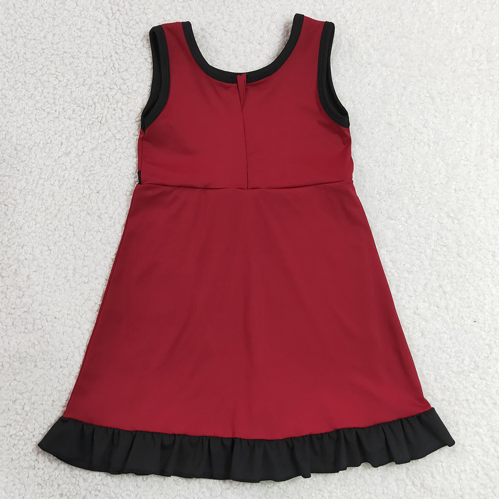 Baby Girls Dress Sleeveless Maroon Black Yoga Active Short Knee Length Dress GSD4135