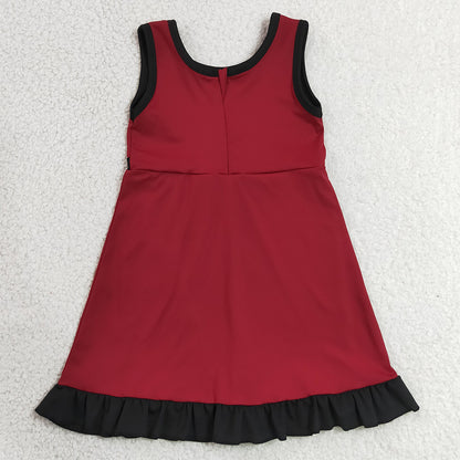 Baby Girls Dress Sleeveless Maroon Black Yoga Active Short Knee Length Dress GSD4135