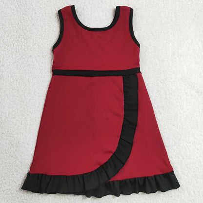 Baby Girls Dress Sleeveless Maroon Black Yoga Active Short Knee Length Dress GSD4135