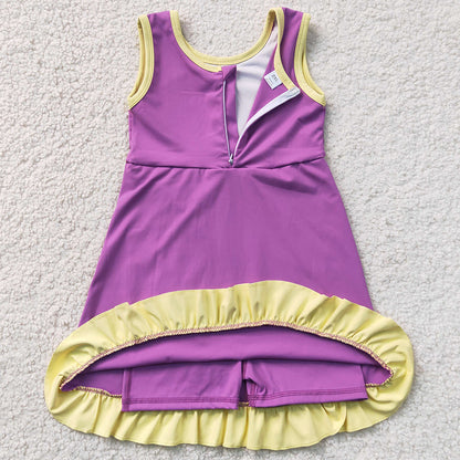 Baby Girls Dress Sleeveless Purple Yellow Yoga Active Short Knee Length Dress GSD4147