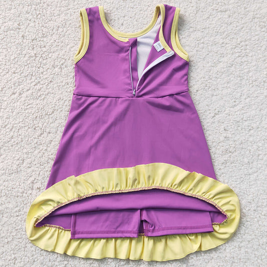 Baby Girls Dress Sleeveless Purple Yellow Yoga Active Short Knee Length Dress GSD4147