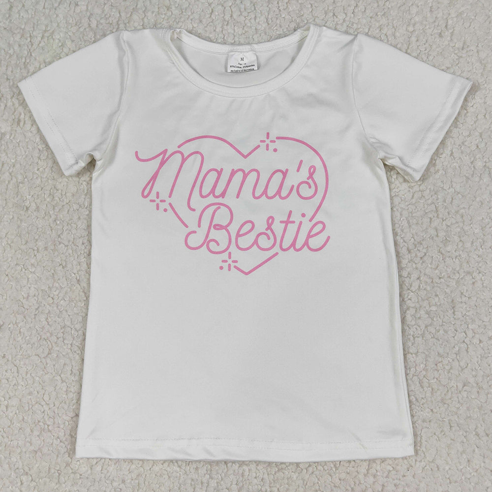 Baby Girls T-shirts Short Sleeve Mama's Bestie Hearts T-shirts Top GT1565 1.12