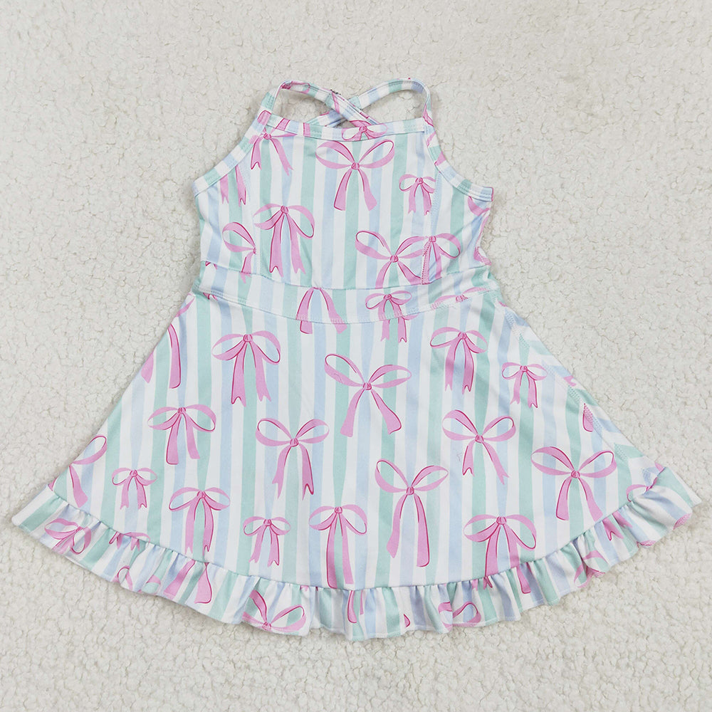 Baby Girls Dress Strap Bows Yoga Ruffle Knee Length Dresses GSD2297 4.21