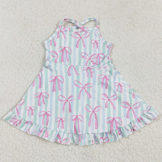 Baby Girls Dress Strap Bows Yoga Ruffle Knee Length Dresses GSD2297 4.21