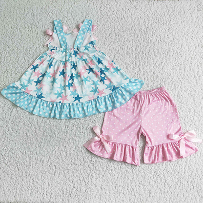 Fashion Baby Girl Clothes Star Summer Girls Clothing Kids Boutique Children Clothing GSSO0058