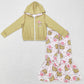 Baby Girls Clothes Christmas Hooded Zip Tops Bell Pants Sets GLP0845