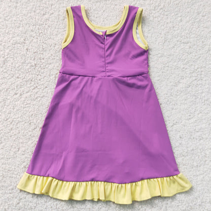 Baby Girls Dress Sleeveless Purple Yellow Yoga Active Short Knee Length Dress GSD4147