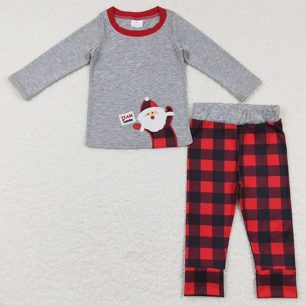 Baby Boys Clothes Christmas Santa Top Red Checkered Pants Sets