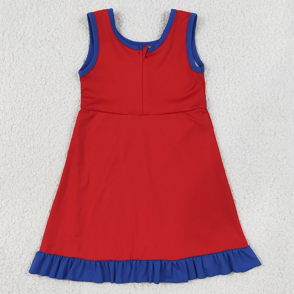 Baby Girls Dress Red Navy Sleeveless Yoga Active Short Knee Length Dress GSD4132
