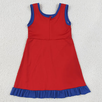 Baby Girls Dress Red Navy Sleeveless Yoga Active Short Knee Length Dress GSD4132