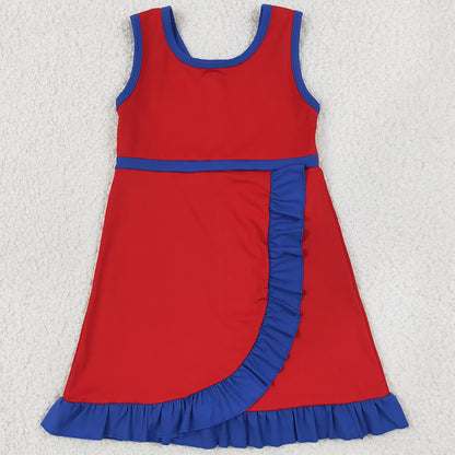 Baby Girls Dress Red Navy Sleeveless Yoga Active Short Knee Length Dress GSD4132