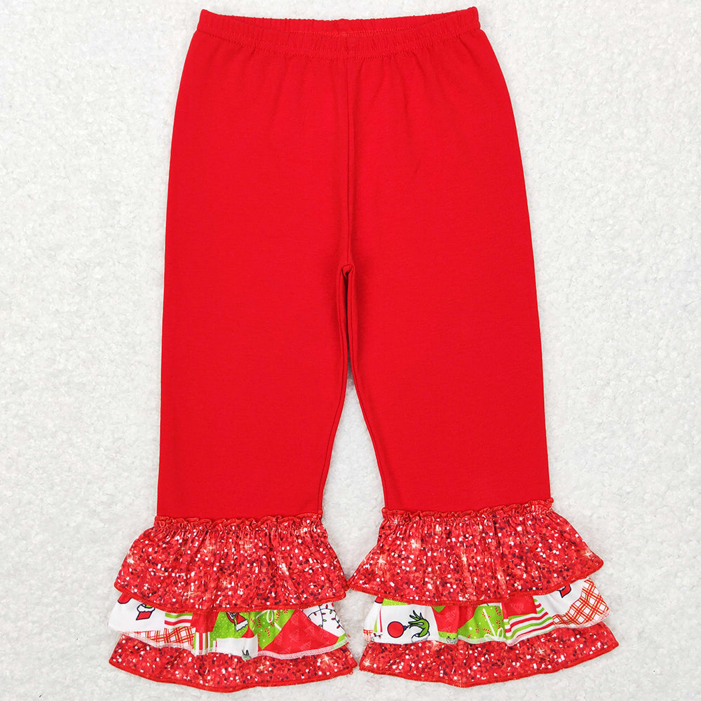 Baby Girls Pants Christmas Triple Ruffle Bottom Pants P0358