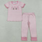 Baby Girls Pajamas Sibling Embroidery Rabbits Eggs Pink Stripe Top Pants Easter Pajamas Sets GSPO2117 12.9