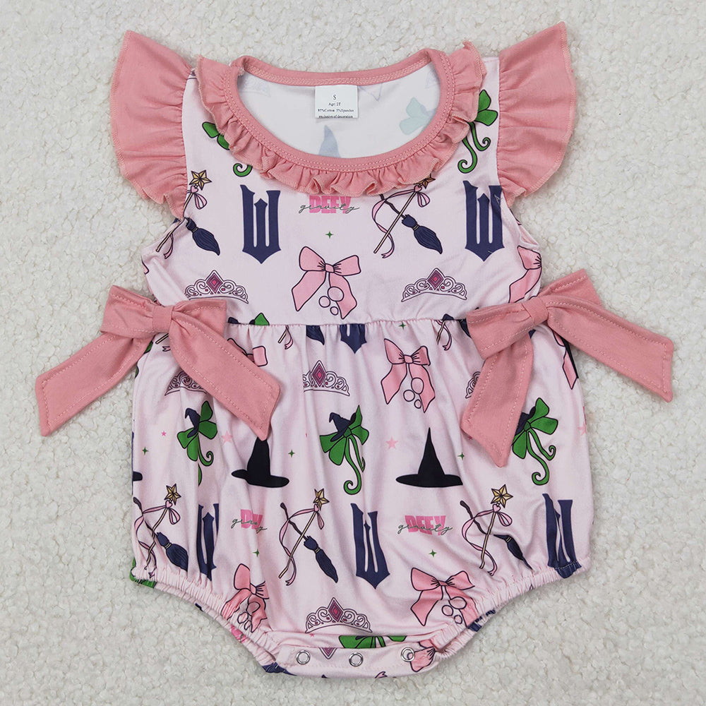 Baby Infant Girls Rompers Pink Princess Bow Ruffle Rompers SR2650 3.25