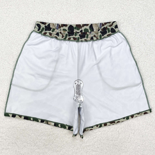 Adult Man Swim Trunks Green Duck Camouflage Pockets Bottom Trunks Shorts Swimwear S0468